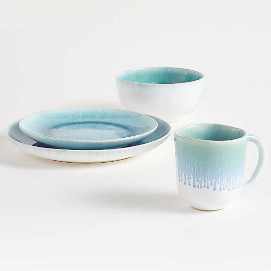 Caspian 4-Piece Aqua Reactive Glaze 4-Piece Place Setting