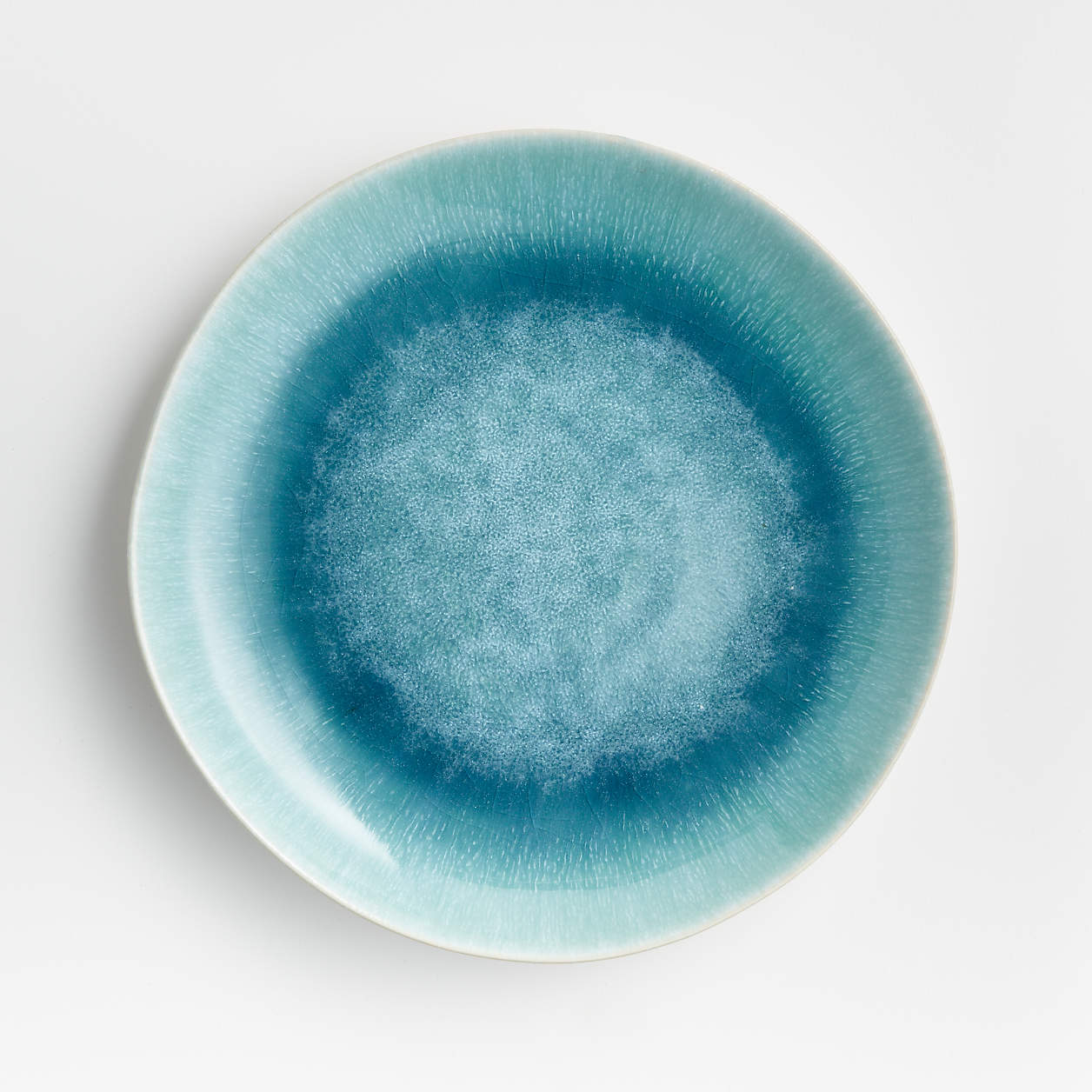 Caspian Aqua Reactive Glaze Dinner Plate | Crate & Barrel
