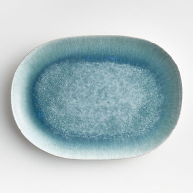 View Caspian Aqua Reactive Glaze Oval Platter details