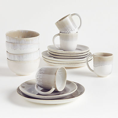 View Caspian 16-Piece Grey Reactive Glaze Dinnerware Set details