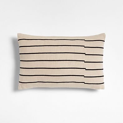 View Casse 20"x13" Black-and-Ivory Striped Throw Pillow by Athena Calderone details
