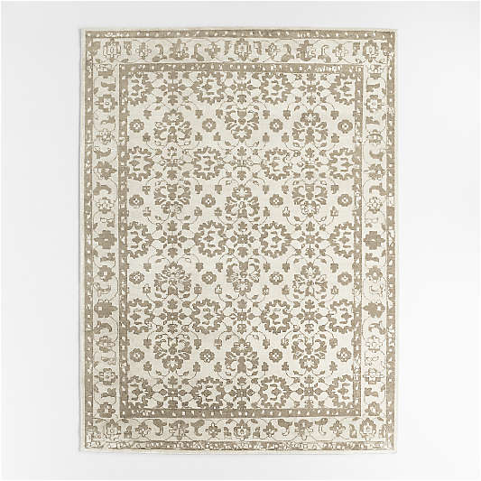 Cassis Wool Floral Ivory Handknotted Area Rug