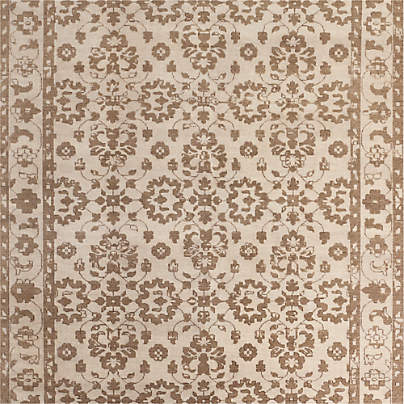 Cassis Wool Floral Ivory Handknotted Area Rug 6'x9'