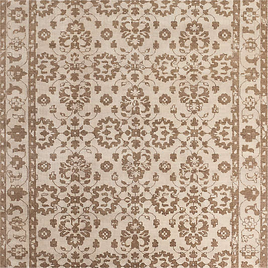 Cassis Wool Floral Ivory Handknotted Area Rug