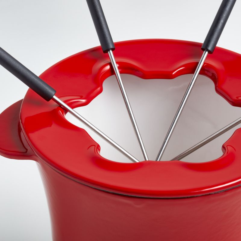 Red Cast Iron Fondue Set - image 6 of 8