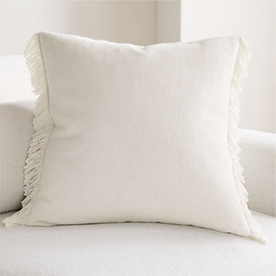 View Casual Textured Fringe 23"x23" Arctic Ivory Throw Pillow with Feather Insert details