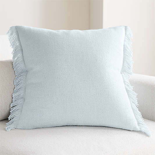 Casual Textured Fringe 23"x23" Pale Blue Throw Pillow Cover