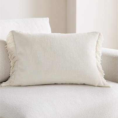 Casual Textured Fringe 24"x16" Arctic Ivory Throw Pillow Cover