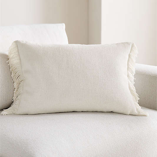 Casual Textured Fringe 24"x16" Arctic Ivory Throw Pillow Cover