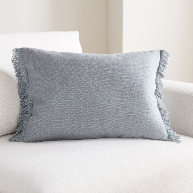 Viewing product image Casual Textured Fringe 24"x16" Smoke Blue Throw Pillow Cover - image 1 of 7