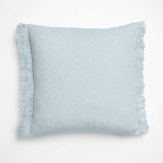 Casual Textured Fringe 23"x23" Pale Blue Throw Pillow Cover