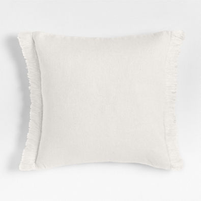 View Casual Textured Fringe 23x23 Arctic Ivory Throw Pillow with Down-Alternative Insert details