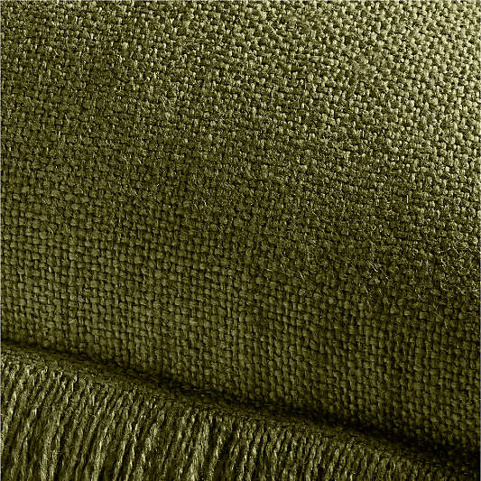 Casual Textured Fringe 23"x23" Cyprus Green Throw Pillow with Down-Alternative Insert