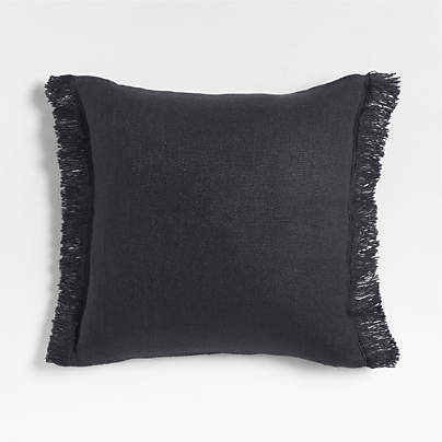 Casual Textured Fringe 23x23 Deep Indigo Throw Pillow Cover