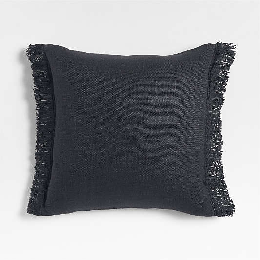 Casual Textured Fringe 23"x23" Deep Indigo Throw Pillow with Down-Alternative Insert