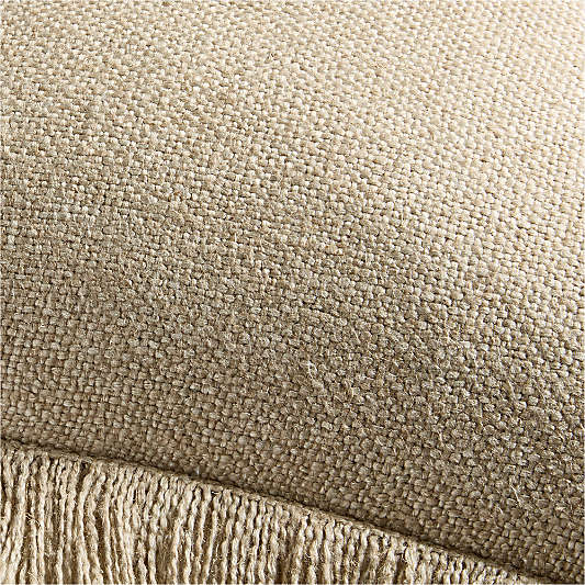 Casual Textured Fringe 23"x23" Flax Taupe Throw Pillow