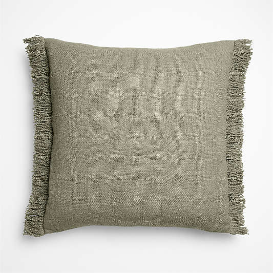 Casual Textured Fringe 23"x23" Shadow Sage Green Throw Pillow Cover