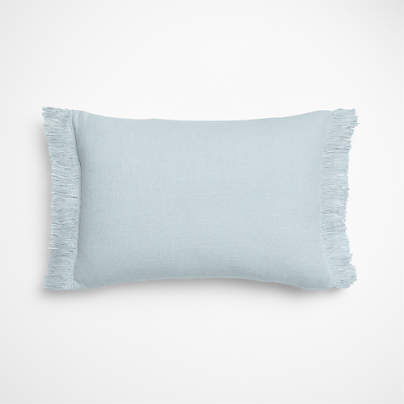 Casual Textured Fringe 24"x16" Pale Blue Throw Pillow Cover