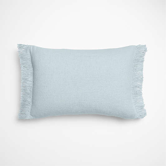Casual Textured Fringe 24"x16" Pale Blue Throw Pillow Cover