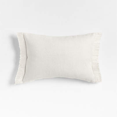 Casual Textured Fringe 24x16 Arctic Ivory Throw Pillow Cover