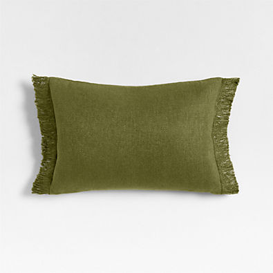 View Casual Textured Fringe 24x16 Cyprus Green Throw Pillow Cover details
