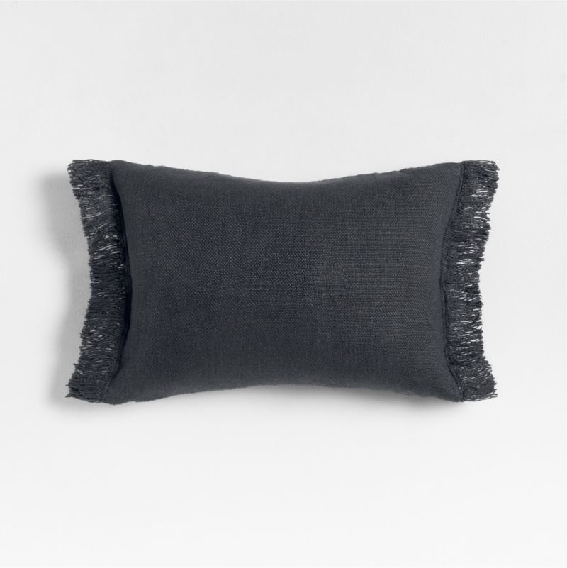 Casual Textured Fringe 24"x16" Deep Indigo Throw Pillow with Down-Alternative Insert - image 0 of 7