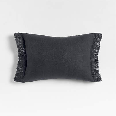 Casual Textured Fringe 24x16 Deep Indigo Throw Pillow Cover