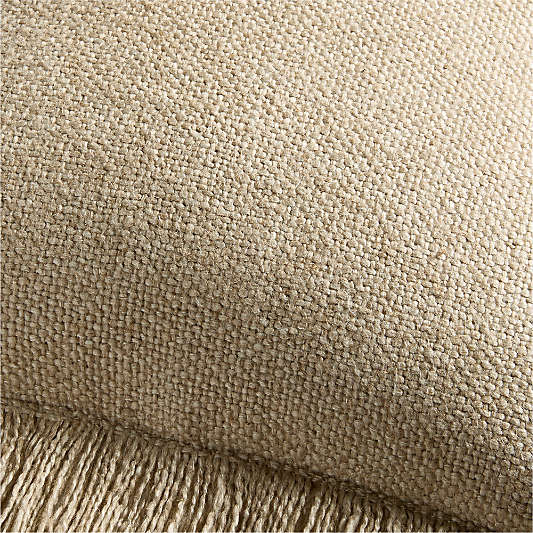 Casual Textured Fringe 24"x16" Flax Taupe Throw Pillow