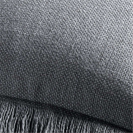 Casual Textured Fringe 24"x16" Smoke Blue Throw Pillow