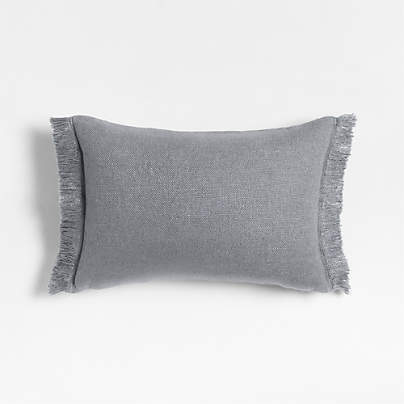 Casual Textured Fringe 24x16 Smoke Blue Throw Pillow Cover