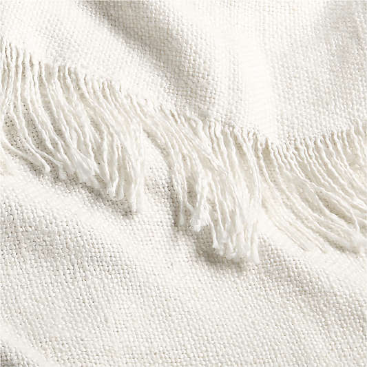 Casual Textured Fringe 70"x55" Arctic Ivory Throw Blanket