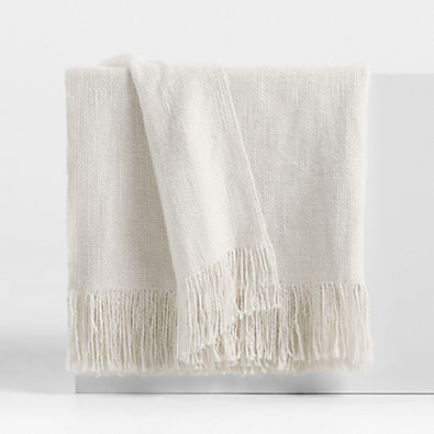 View Casual Textured Fringe 70"x55" Arctic Ivory Throw Blanket details