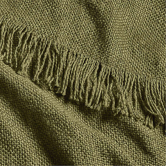 Casual Textured Fringe 70"x55" Cyprus Green Throw Blanket