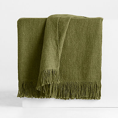 View Casual Textured Fringe 70"x55" Cyprus Green Throw Blanket details