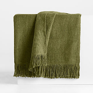Casual Textured Fringe 70"x55" Flax Taupe Throw Blanket