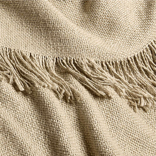 Casual Textured Fringe 70"x55" Flax Taupe Throw Blanket