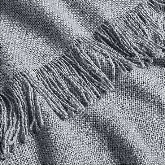 Casual Textured Fringe 70"x55" Smoke Blue Throw Blanket