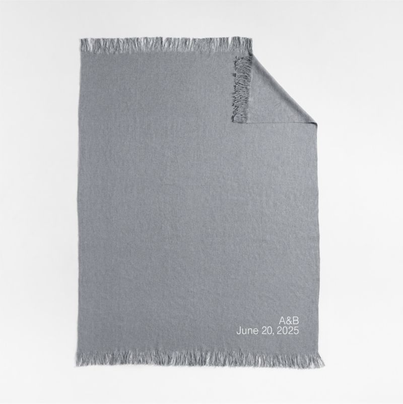 Casual Textured Fringe 70"x55" Smoke Blue Throw Blanket - image 3 of 5