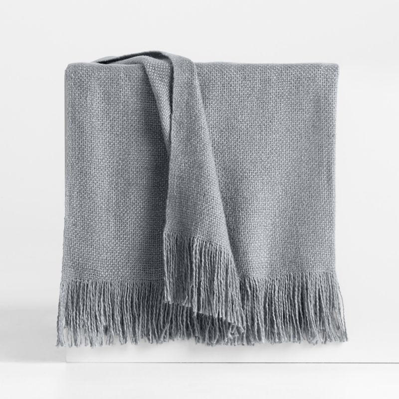 Casual Textured Fringe 70"x55" Smoke Blue Throw Blanket - image 0 of 5