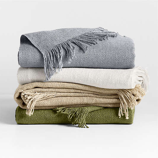 Casual Textured Fringe 70"x55" Cyprus Green Throw Blanket