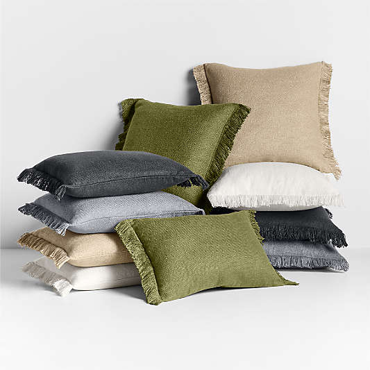 Casual Textured Fringe 24"x16" Deep Indigo Throw Pillow with Feather Insert