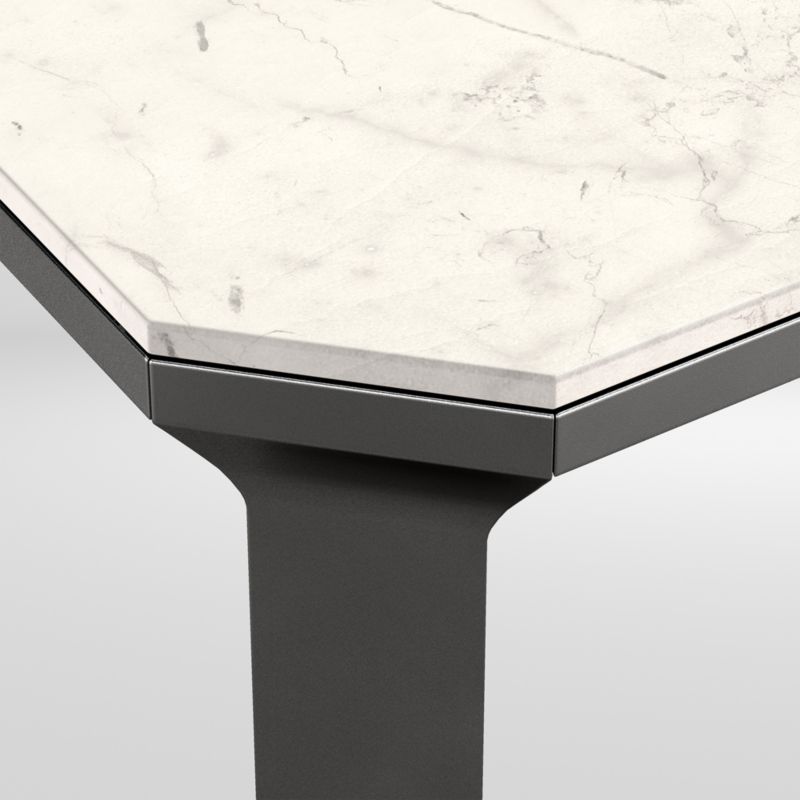 Catalyst 83" White Marble Dining Table with Black Base