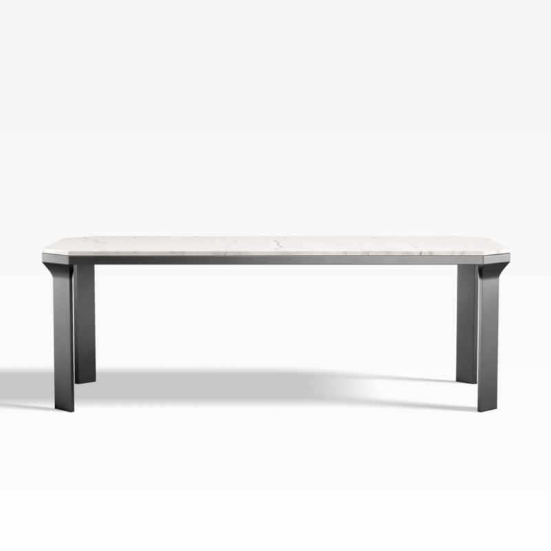 Catalyst 83" White Marble Dining Table with Black Base