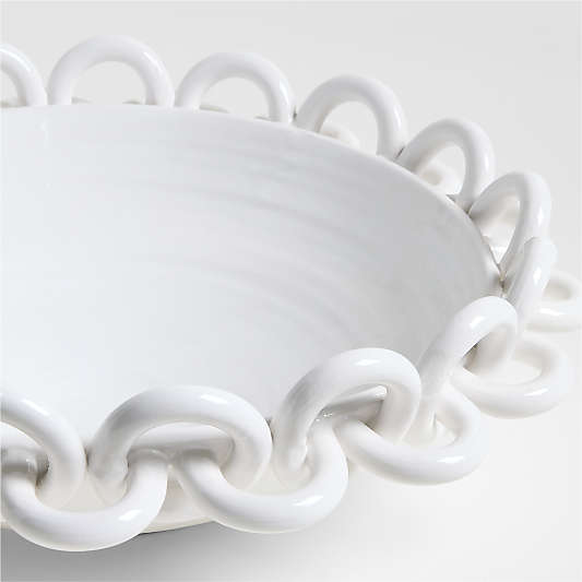 Catena White Ceramic Chain Centerpiece Bowl