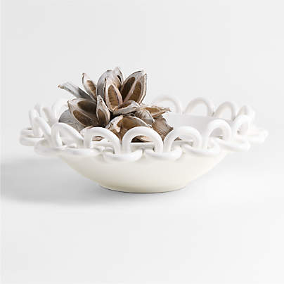 Catena White Ceramic Chain Centerpiece Bowl