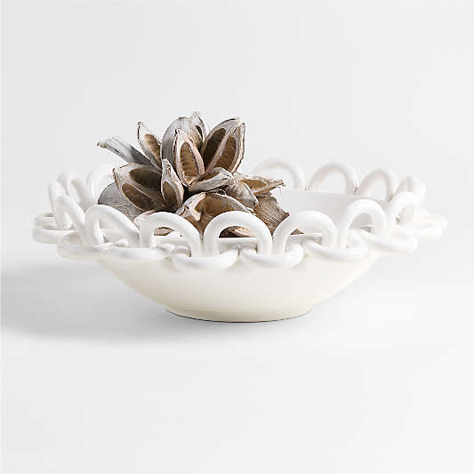 Catena White Ceramic Chain Centerpiece Bowl