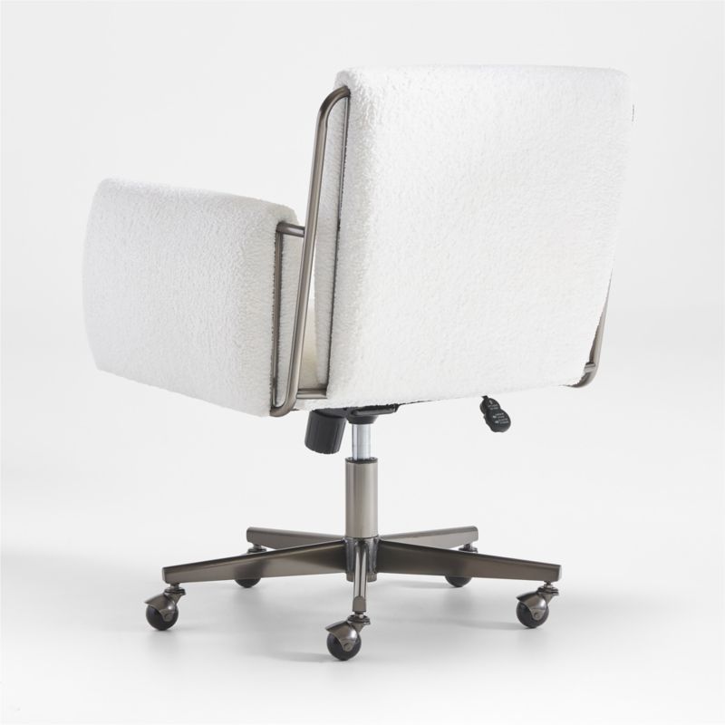 Caterina White Boucle Upholstered Office Chair with Dark Pewter Base - image 4 of 7