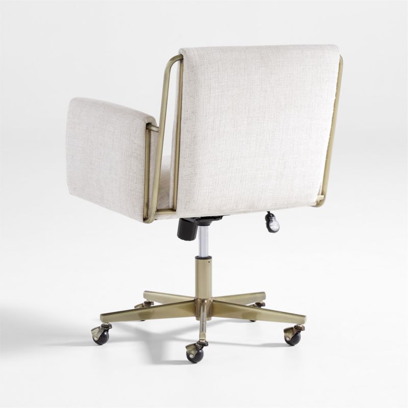 Caterina Natural Upholstered Office Chair with Brass Base - image 6 of 9