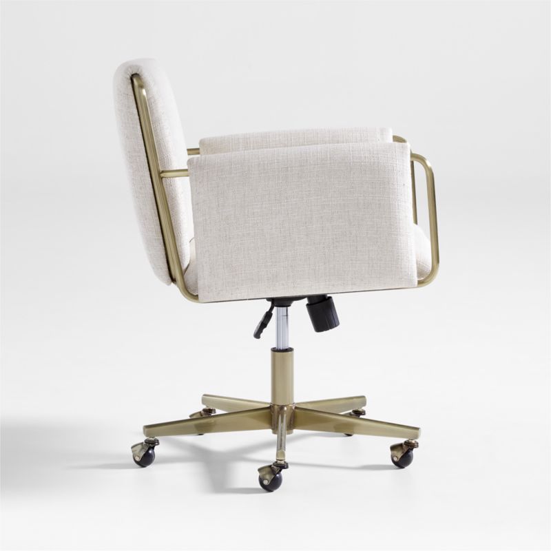 Caterina Natural Upholstered Office Chair with Brass Base - image 7 of 9