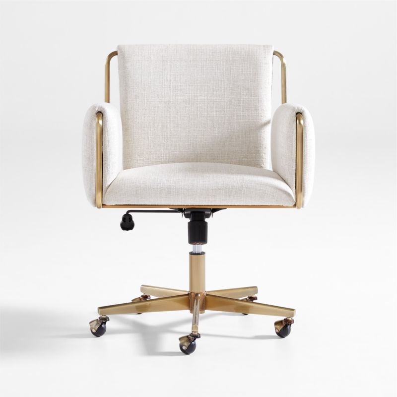 Caterina Natural Upholstered Office Chair with Gold Base + Reviews | Crate & Barrel Canada